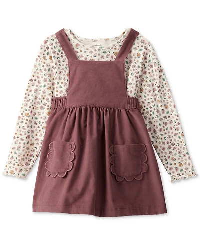 Carter's Toddler Girls Cotton Floral-Print Top & Corduroy Jumper, 2 Piece Set