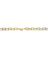 Rachel Glauber Two-Tone with Clear Cubic Zirconia Link Chain Bracelet