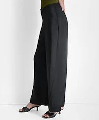Dkny Women's Glazed High Rise Seamed-Cuff Wide-Leg Pants