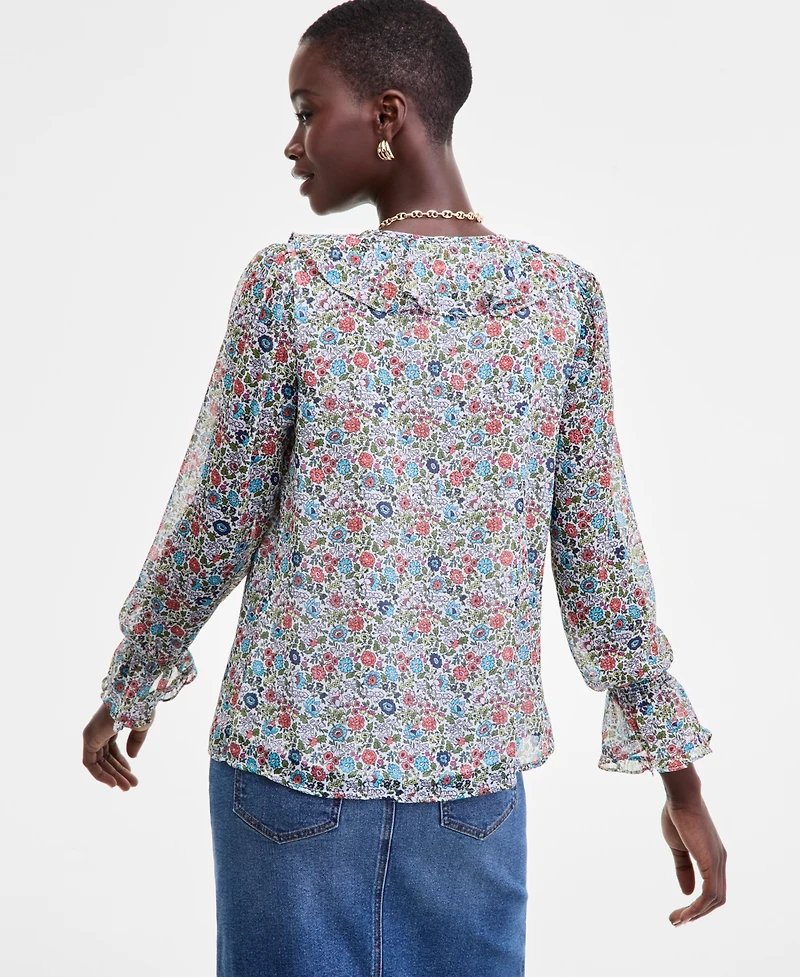 On 34th Women's Printed Ruffle Chiffon Blouse, Macy's Exclusive