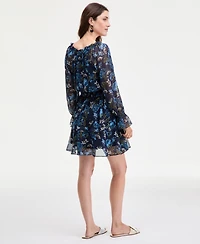 On 34th Women's Printed Smocked Ruffle Chiffon Mini Dress, Macy's Exclusive