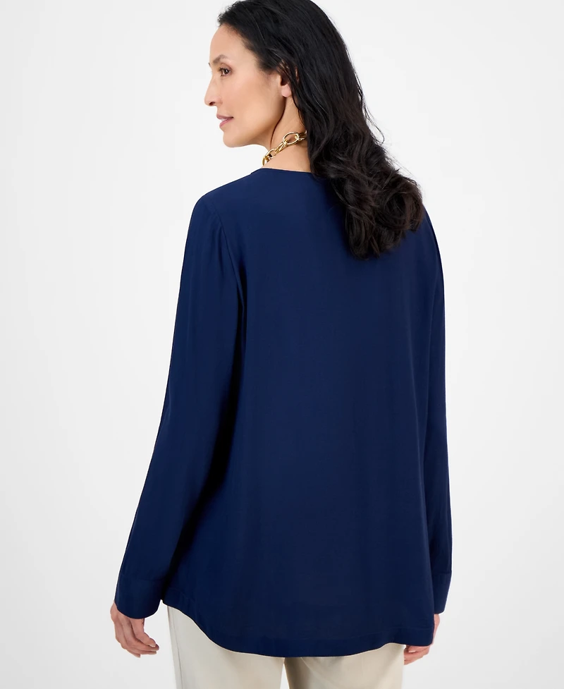 Jm Collection Women's Shine Embroidered Tunic Top, Exclusively at Macy's