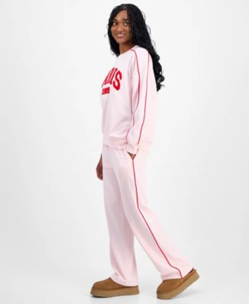 Rebellious One Juniors Chenille Patch Sweatshirt Piped Sweatpants