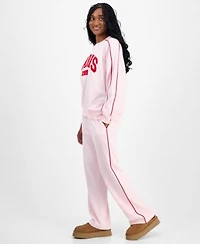 Rebellious One Juniors Chenille Patch Sweatshirt Piped Sweatpants