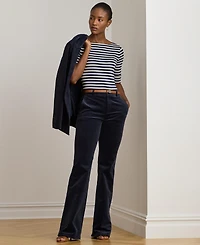 Lauren Ralph Women's Striped Stretch Cotton Boatneck Tee