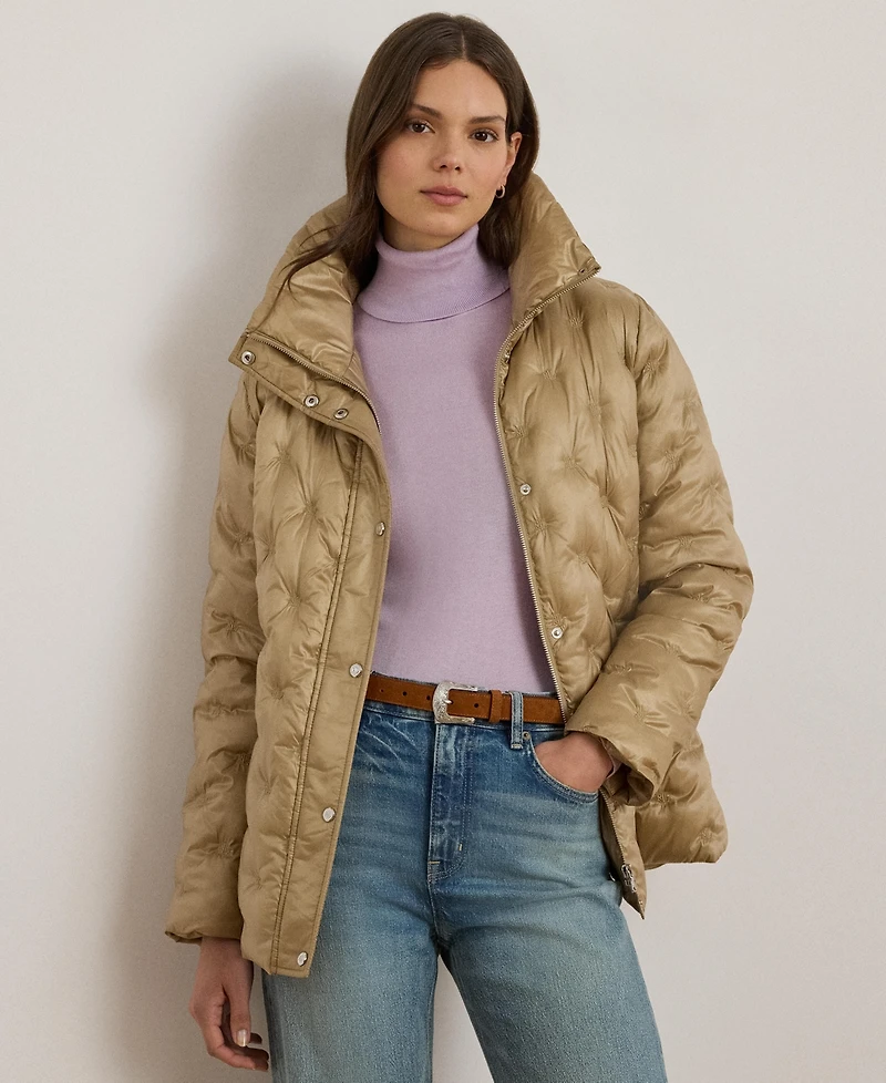 Lauren Ralph Women's Embroidered Puffer Coat