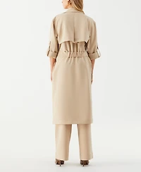 Ella Rafaella Petite Twill Trench Coat Collared Jacket