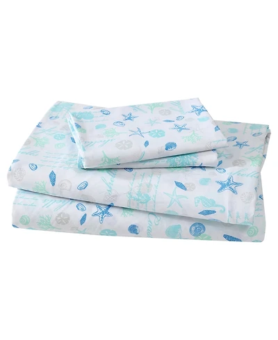 Beatrice Home Fashions Coastal Printed 4-Pc. Sheet Set