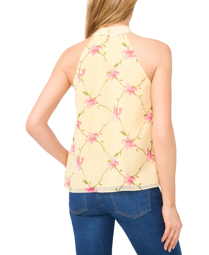 CeCe Women's Floral-Print Sleeveless Halter Top