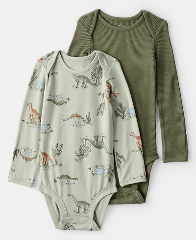PurelySoft by Carter's Baby Long-Sleeve Bodysuits, 2 Pack