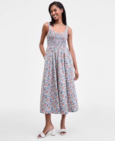 On 34th Women's Smocked Cotton Tank Midi Dress, Macy's Exclusive