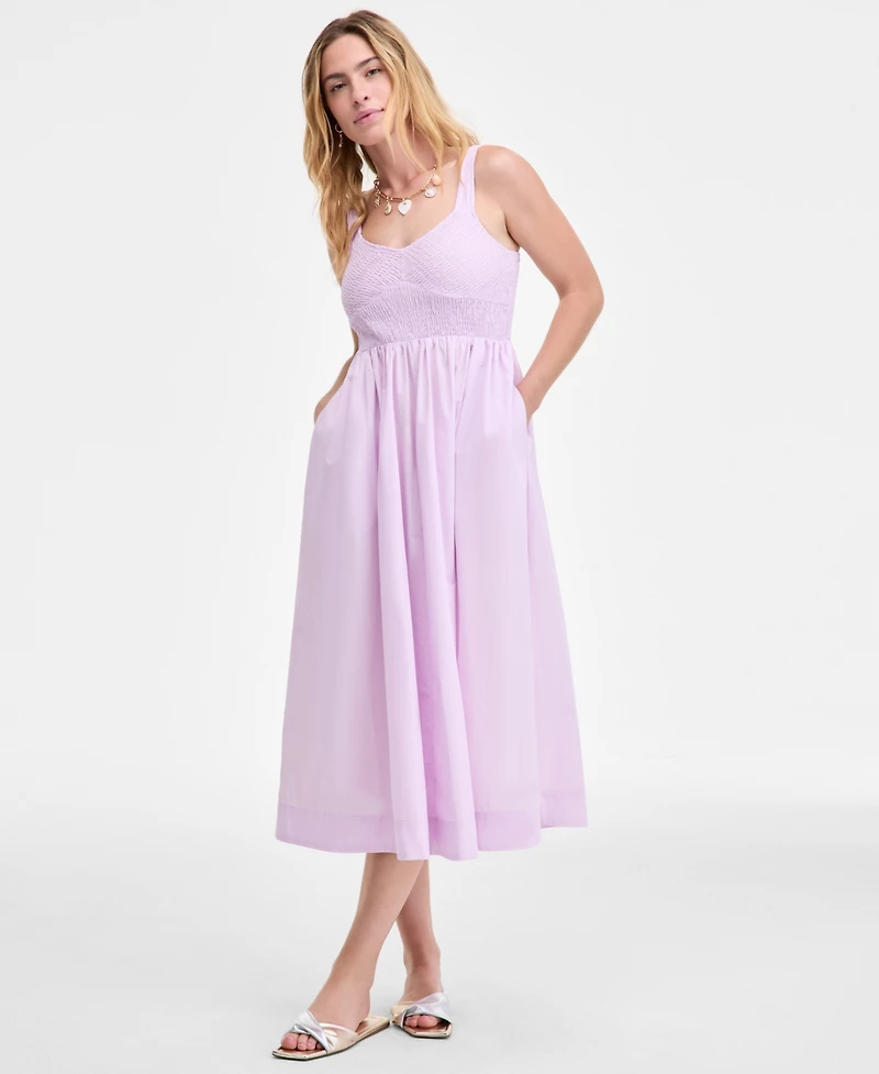 On 34th Women's Smocked Cotton Tank Midi Dress, Macy's Exclusive