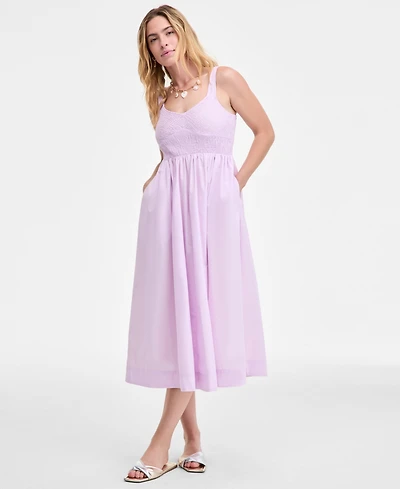 On 34th Women's Smocked Cotton Tank Midi Dress, Macy's Exclusive