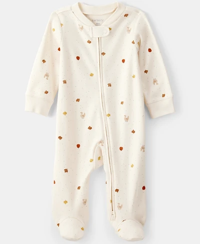 Carter's Baby Thanksgiving Turkey-Print Cotton Long-Sleeve Sleep & Play Footed Coverall
