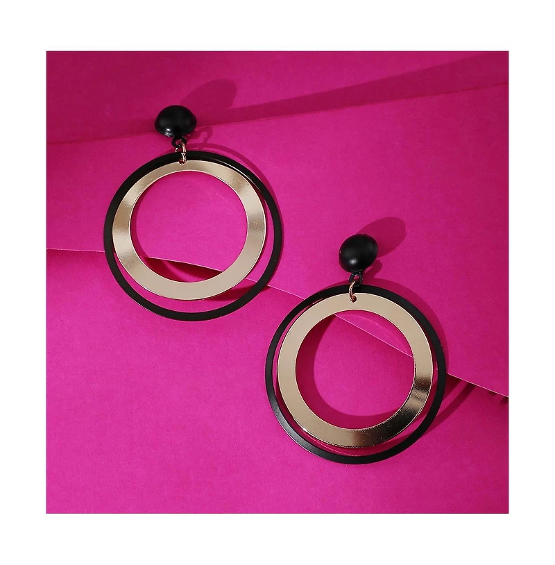 Sohi Women's Gold Block Drop Earrings