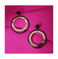 Sohi Women's Gold Block Drop Earrings