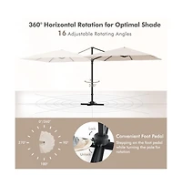 9.5 Feet Square Patio Cantilever Umbrella with 360° Rotation