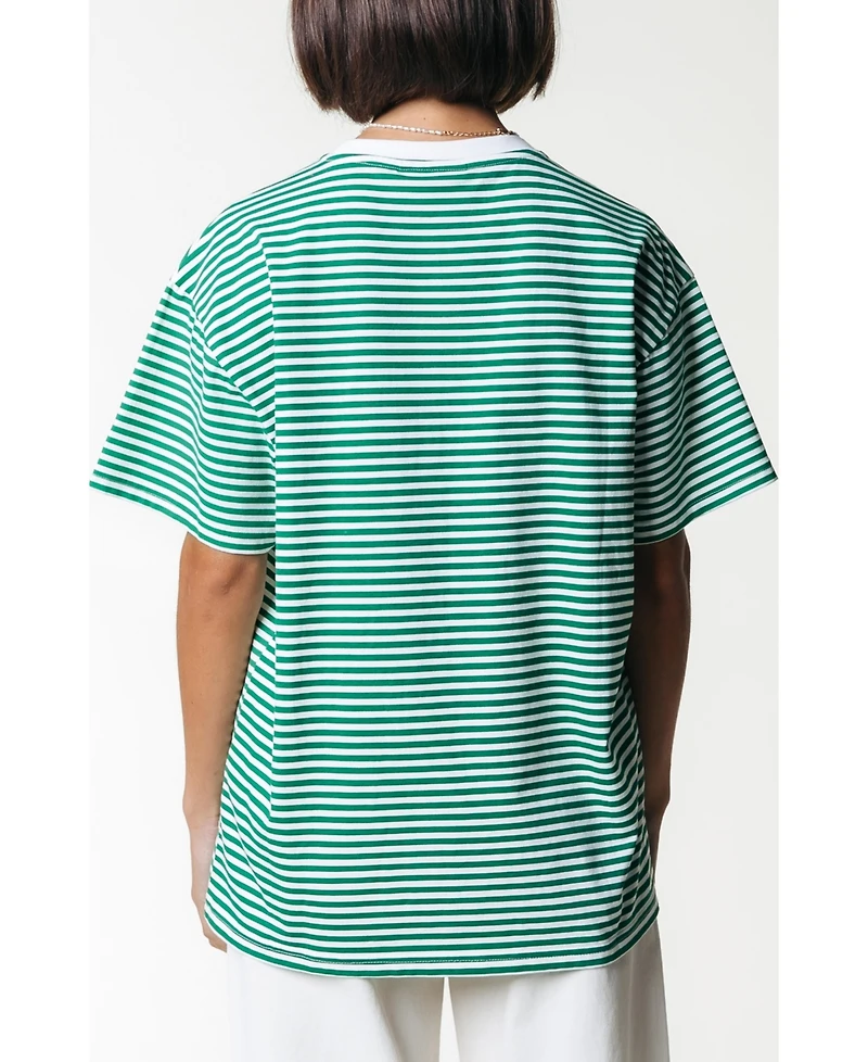 Colourful Rebel Puff Logo Stripe Loosefit Tee