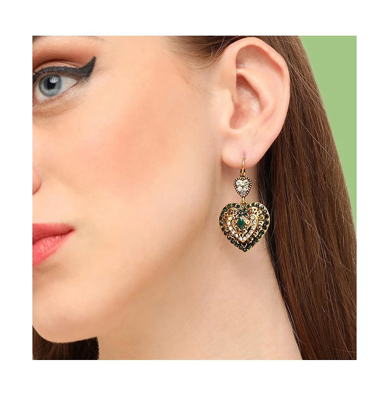 Sohi Women's Pink Heart Drop Earrings