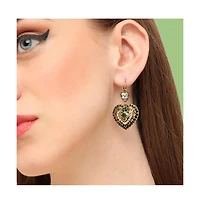 Sohi Women's Pink Heart Drop Earrings