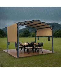Slickblue Outdoor Retractable Pergola with Canopy Arched Top Metal Patio Pergola