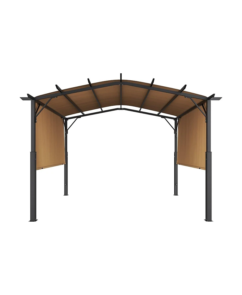 Slickblue Outdoor Retractable Pergola with Canopy Arched Top Metal Patio Pergola