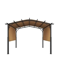 Slickblue Outdoor Retractable Pergola with Canopy Arched Top Metal Patio Pergola