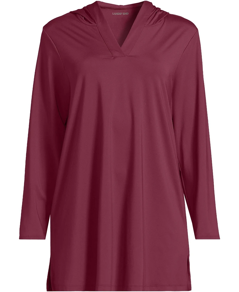 Lands' End Women's SunShade Upf 50 Hooded Mini Swim Cover-Up Dress