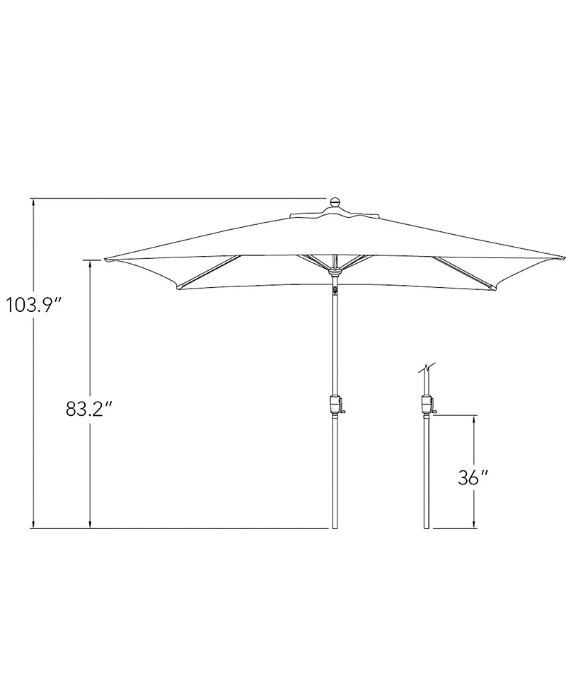 Mondawe 6.6FTx10FT Solefin Rectangle Patio Umbrella with Push-Button Tilt, Anthracite Frame