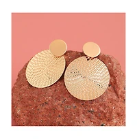 Sohi Women's Gold Dented Circular Drop Earrings