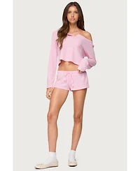 Edikted Women's Teddy Cropped Waffle Top