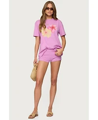 Edikted Womens Fleur Hibiscus Graphic T Shirt
