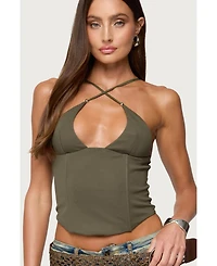 Edikted Women's Lou Crossover Beaded Corset