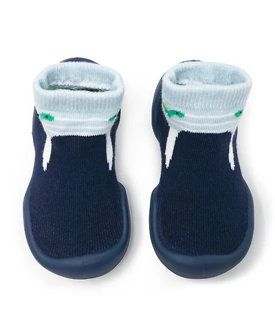 Komuello Baby Boy First Walk Sock Shoes Navy Dash