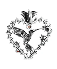 American West Jewelry Sterling Silver Multi-Gemstone Fritz Casuse Heart Hummingbird Pendant Enhancer