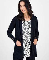 Jmc Collection Womens Slim Leg Pull On Pants Paisley Top Flyaway Cardigan