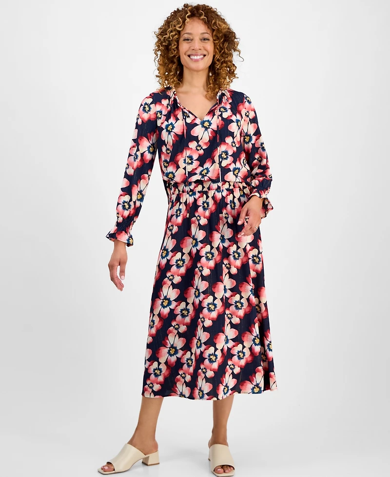 Jm Collection Women's Printed Lurex Shine Top, Exclusively at Macy's