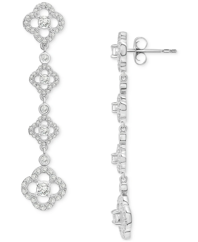 Wrapped in Love Diamond Clover Drop Earrings (1-1/2 ct. t.w.) in 14k White Gold, Exclusively at Macy's