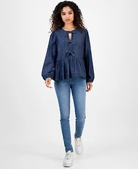 Nautica Jeans Women's Chambray Peplum-Hem Top
