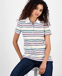 Nautica Jeans Women's Striped Short-Sleeve Polo Shirt