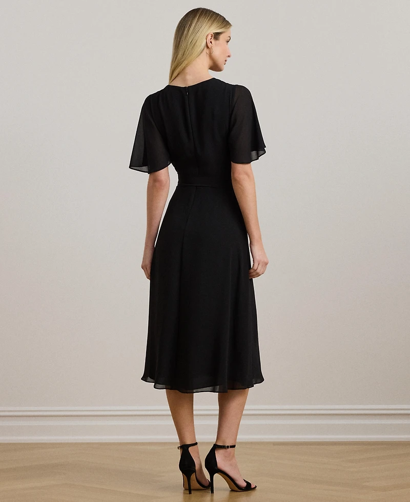 Lauren Ralph Women's Belted Georgette Dress