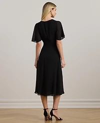 Lauren Ralph Women's Belted Georgette Dress
