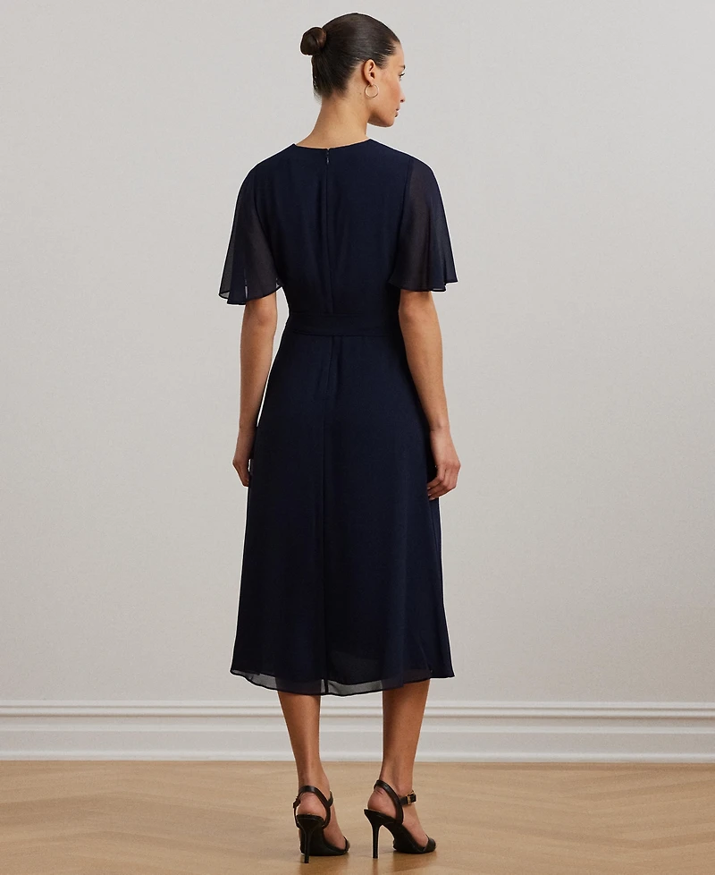 Lauren Ralph Women's Belted Georgette Dress