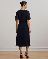 Lauren Ralph Women's Belted Georgette Dress