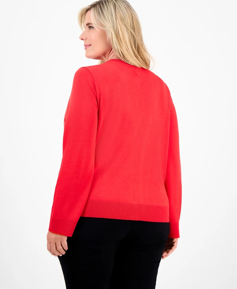 Jm Collection Plus Embellished Button-Front Cardigan, Macy's Exclusive