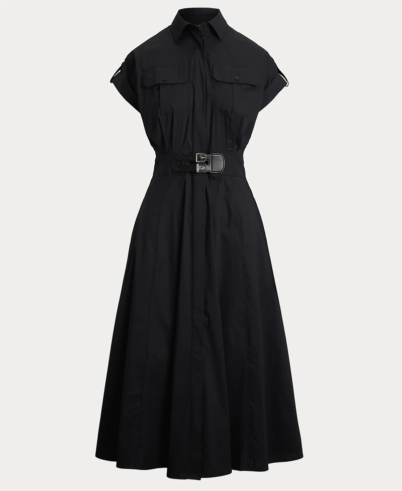 Lauren Ralph Women's Buckle-Trim Cotton-Blend Shirtdress