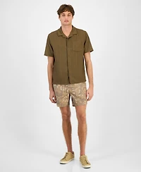 Sun + Stone Men's Textured Chevron Knit Short Sleeve Button-Front Camp Shirt, Created for Macy's