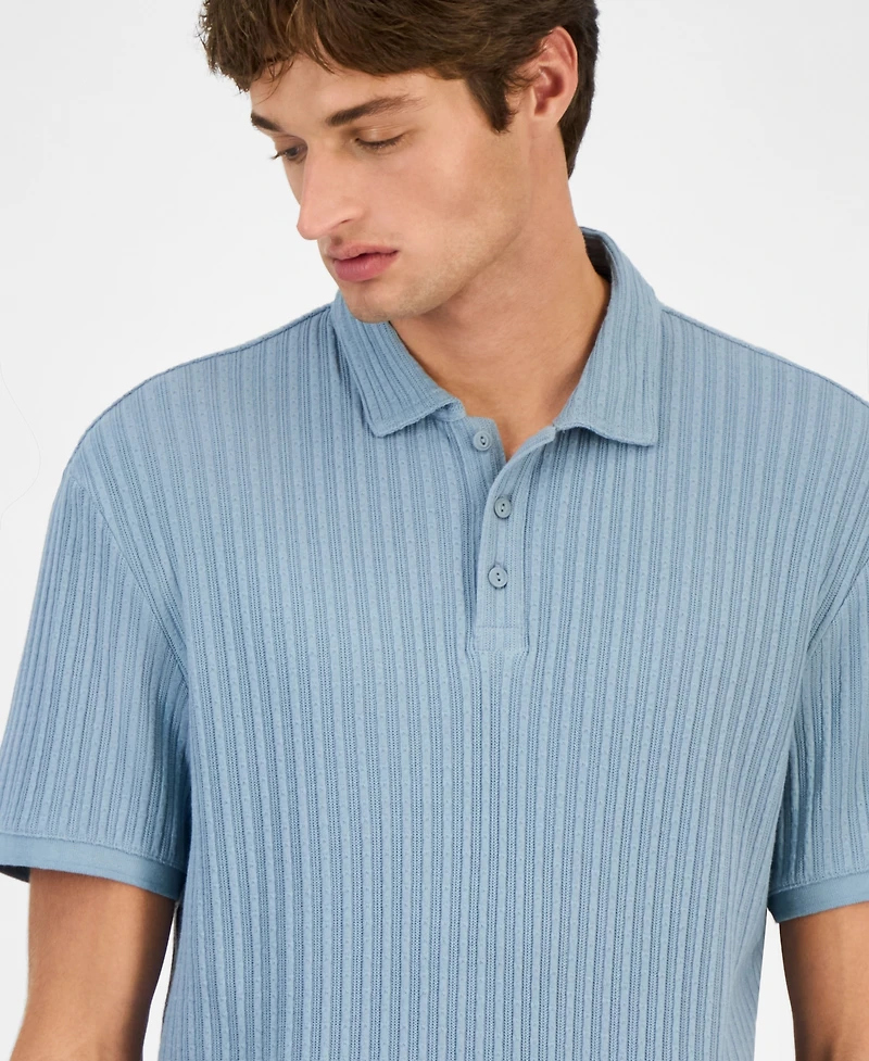Sun + Stone Men's Rocco Textured Polo Shirt, Exclusively at Macy's