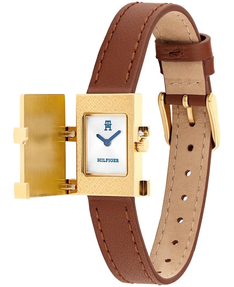 Tommy Hilfiger Women's Quartz Brown Leather Strap Watch, 21mm