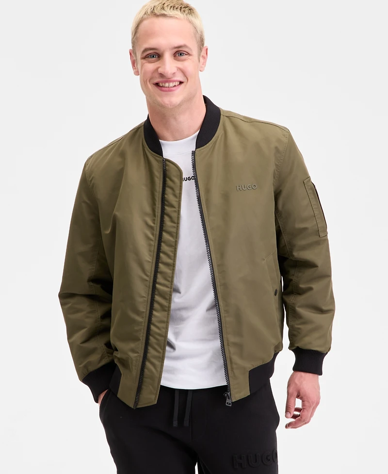Hugo by Boss Men's Baken2435 Slim-Fit Satin Bomber Jacket